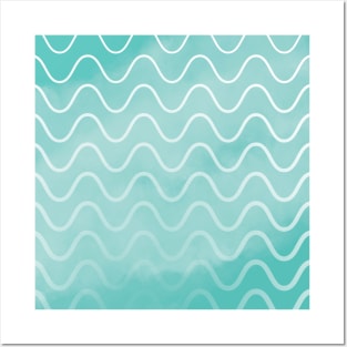 Aqua Ocean Waves Posters and Art